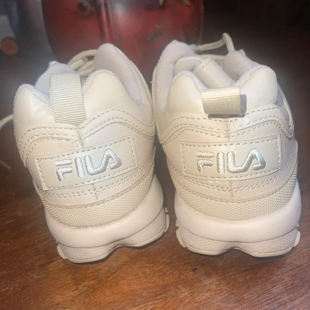 Fila Disruptor 2 Premium Sneakers Size US 8 Tan Chunky Sole LaceUp Fila Logo